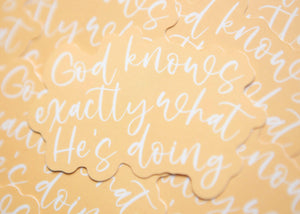 God Knows Exactly What He's Doing Christian Vinyl Sticker