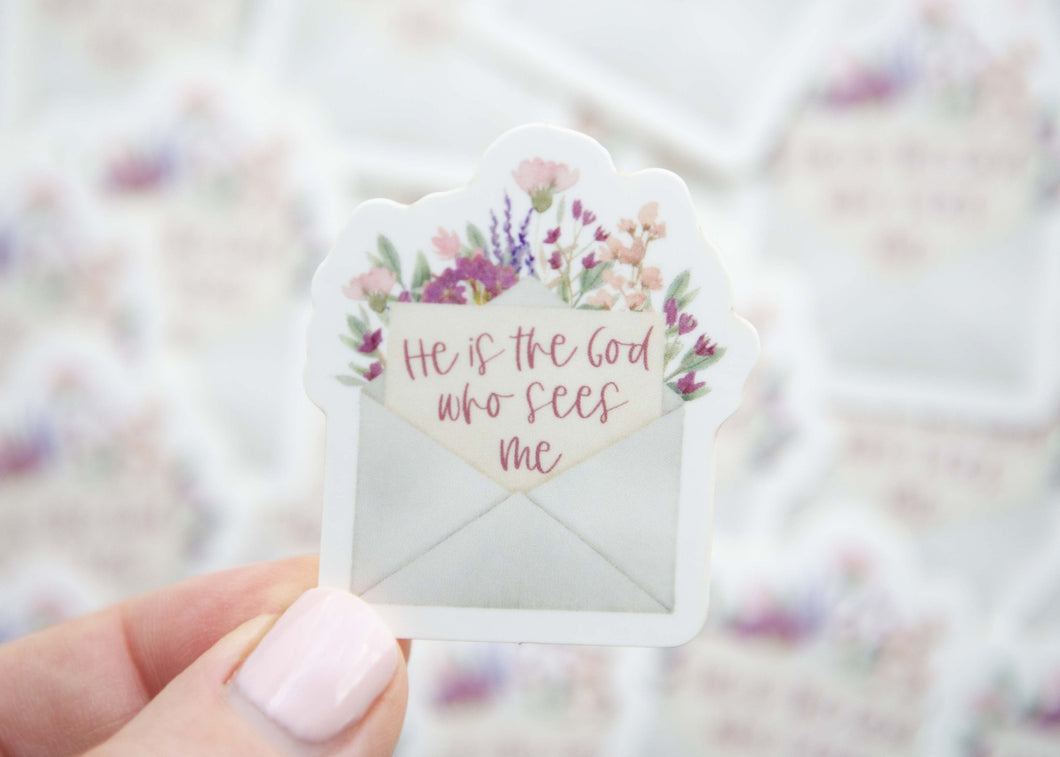 He is the God who sees me Christian Vinyl Sticker