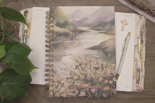 new-mercies-prayer-journal-with-beautiful-river-on-front-and-stickers