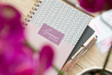 Load image into Gallery viewer, pink-and-gray-chevron-sermon-notes-notebook-for-women-to-take-notes-at-church
